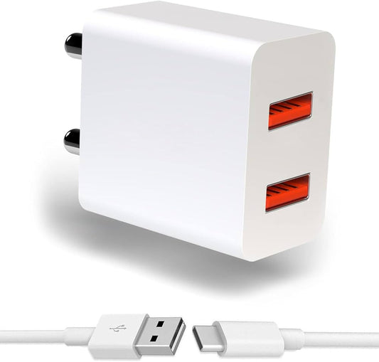 ELICER 18W Qualcomm Quick Charge 3.0A Fast Charger (Dual Port) With Datacable